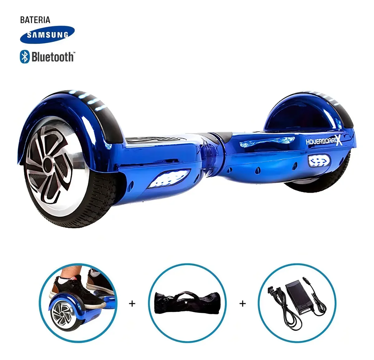 Hoverboard 6,5 Azul Cromado Hoverboardx Speaker Bluetooth