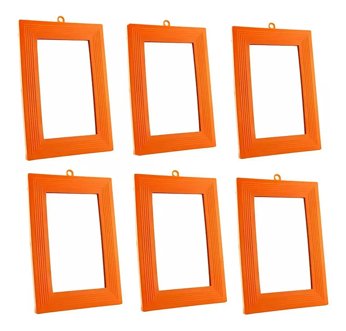 Kit 6 Unidades Espelhos Com Moldura Retangular Plástica N14