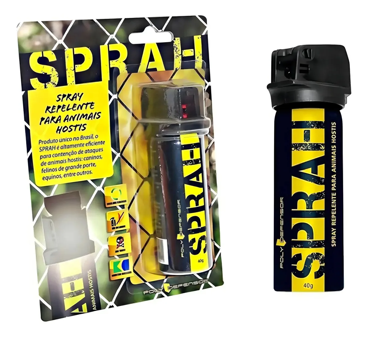 Kit Defesa Pessoal Contra Animais Spray Poly Defensor 40g