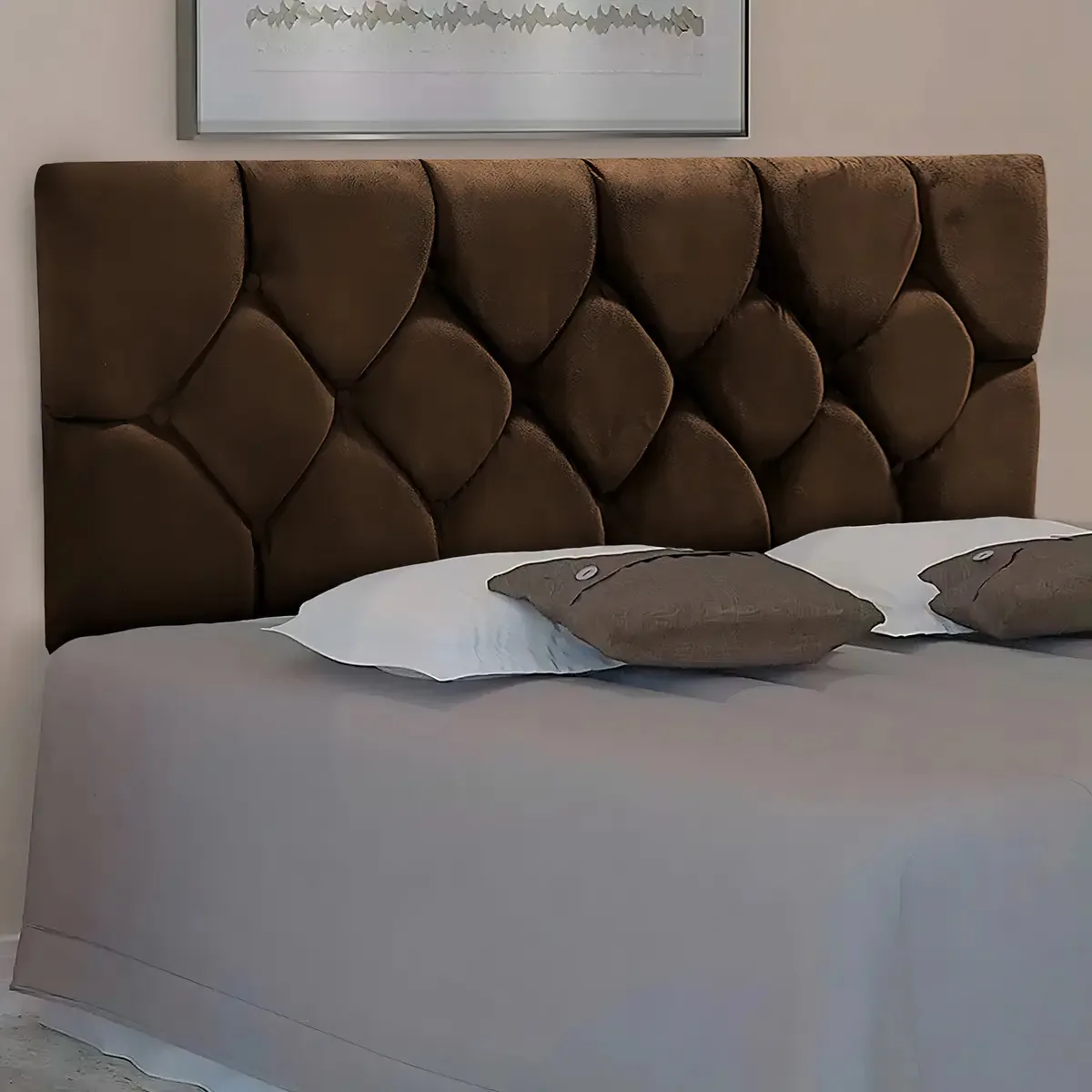 Cabeceira Painel De Camas Box Casal Estofada Kasi Marrom