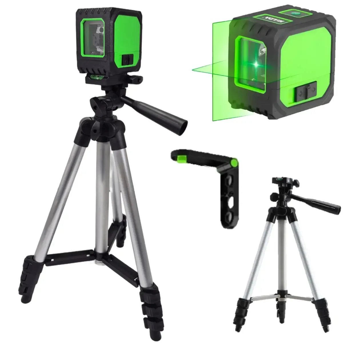 Nível A Laser Verde 2 Linhas Tripé 1 Metro Suporte Magnético Bolsa Mini Tripé