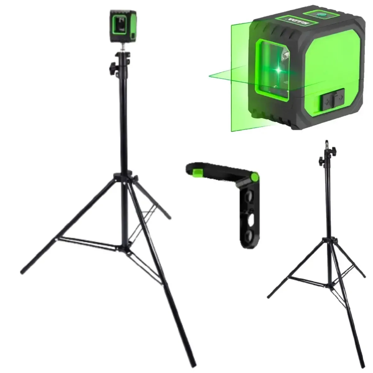 Nível A Laser Verde 2 Linhas Tripé 2,1 Metro Suporte Magnético Bolsa Mini Tripé
