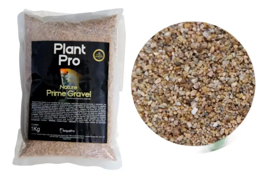 Substrato Cascalho Aquário Plantpro Nature Prime Gravel 1kg Marrom-claro