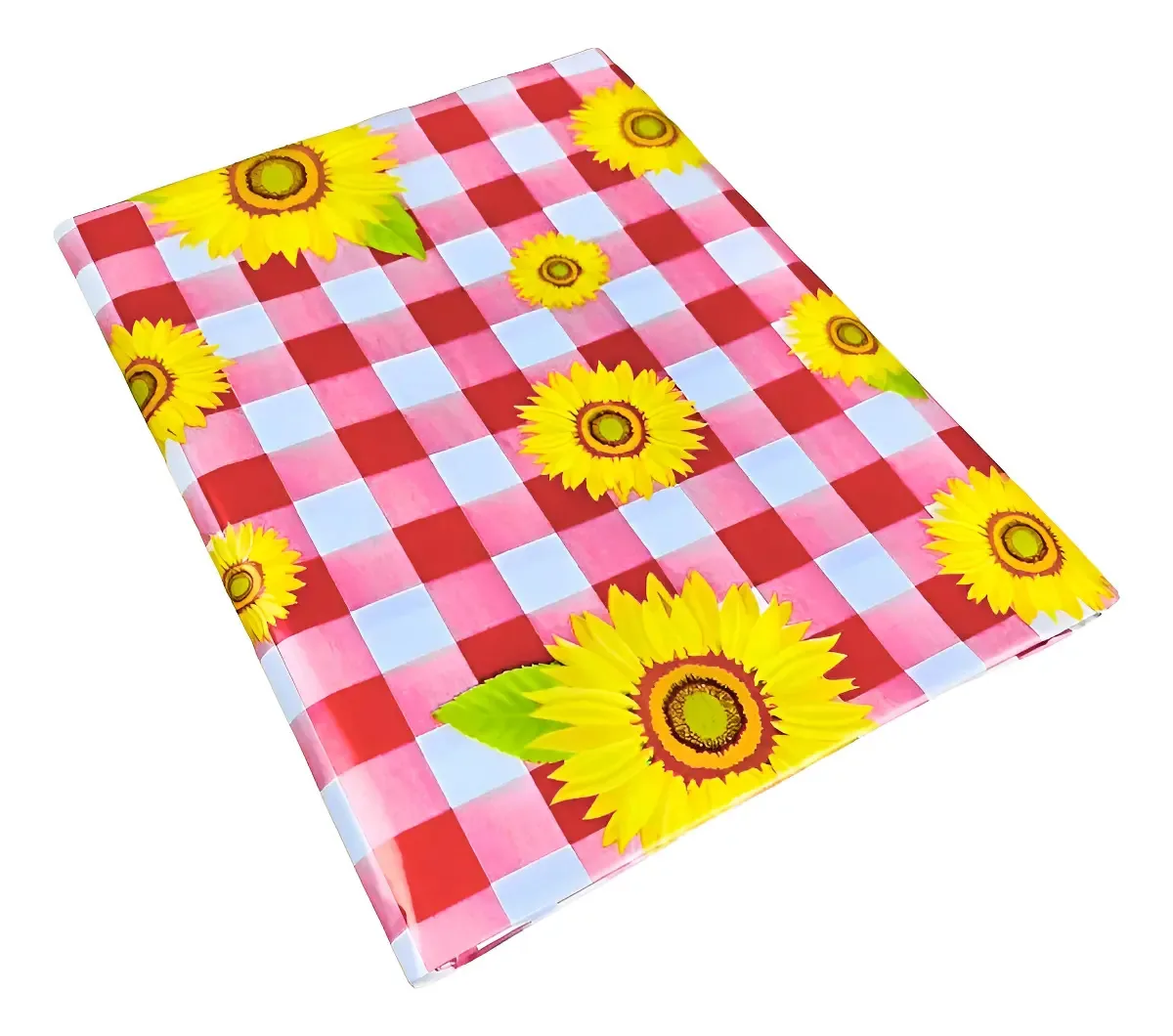 Toalha De Mesa Junina Inove PVC Xadrez Rosa Girassóis 78x78cm Kit 10un