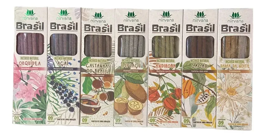 Kit 7 Incensos Natural Nirvana Brasil 7 Cxs Com 9 Varetas