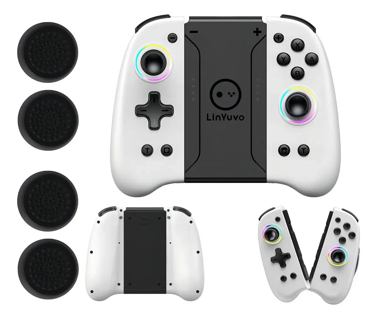 Controle Para Nintendo Switch Com 4 Capas Dos Joysticks Cor Branco