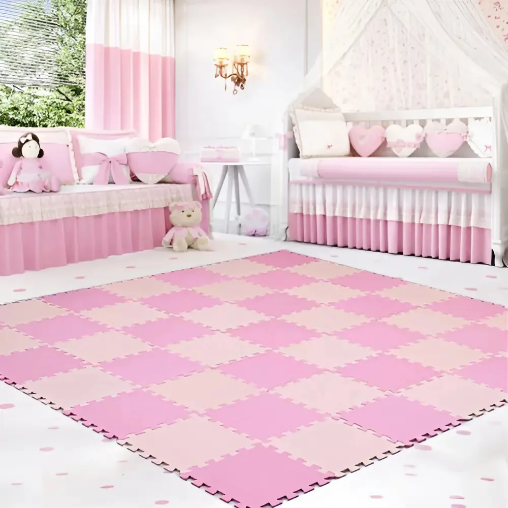 Kit 8 Tatame Tapete Eva Rosa Bebe Infantil 50x50x1cm Menina