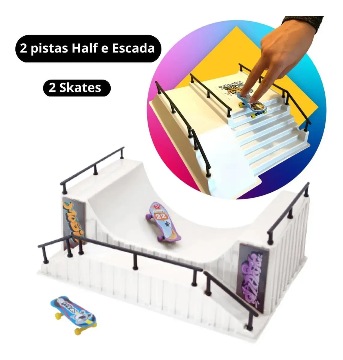Kit 2 Pistas E 2 Skates Half Radical Rampa E Escada - L.c