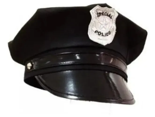 Chapéu Policial Cosplay CM Presentes e Fantasias Vinil 20cm Festa