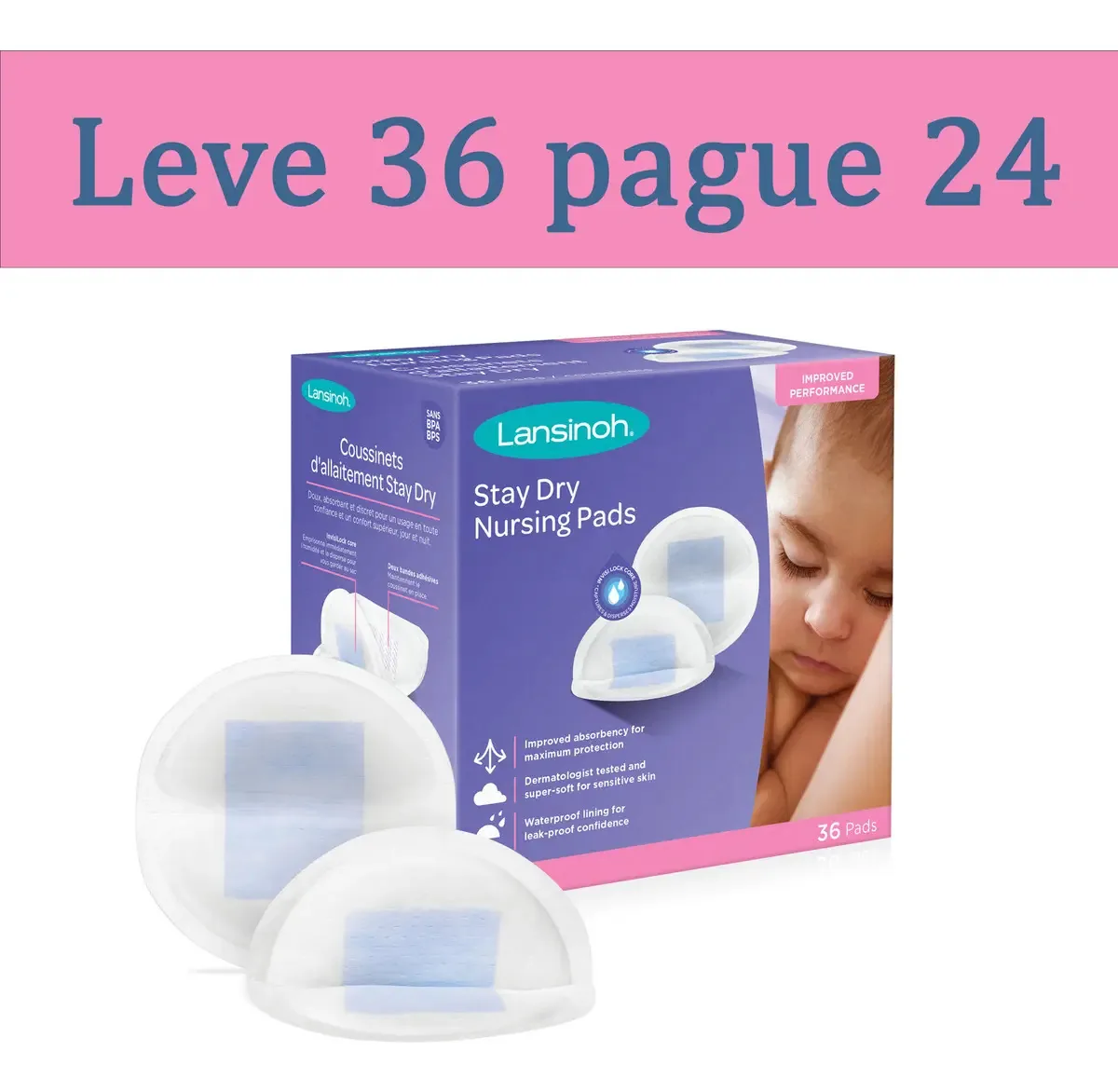Absorventes Descartáveis Para Seios Lansinoh Stay Dry 36 U