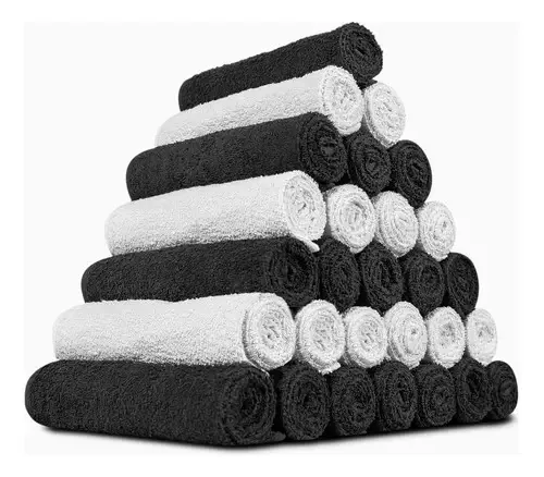 Kit 12 Toalhas De Rosto Para Salão Felpuda Cor Preto Salao