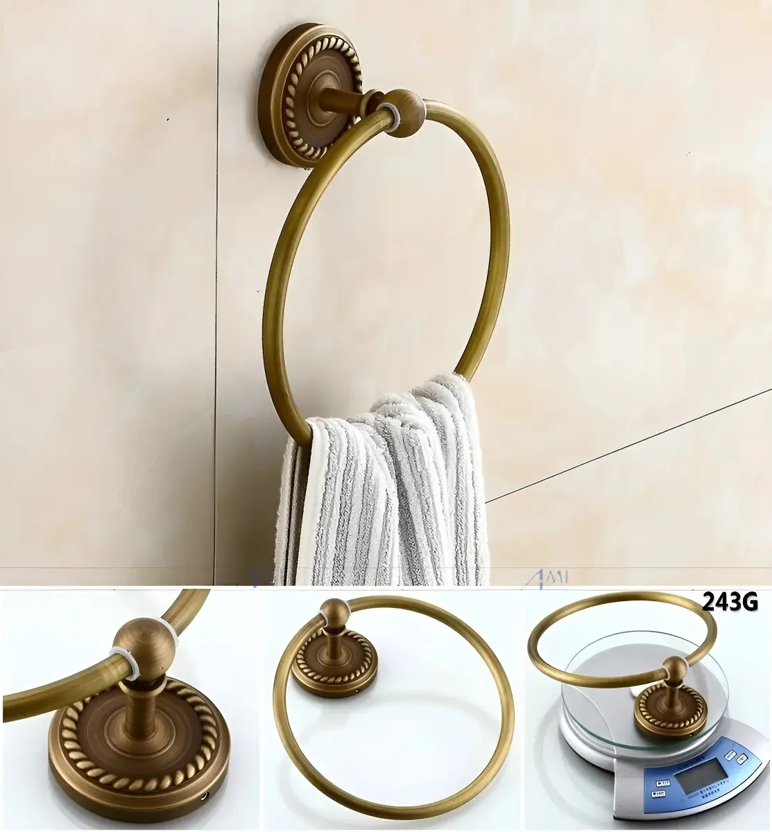 Pendurador Toalha Rosto Vintage Bronze Antigo Argola