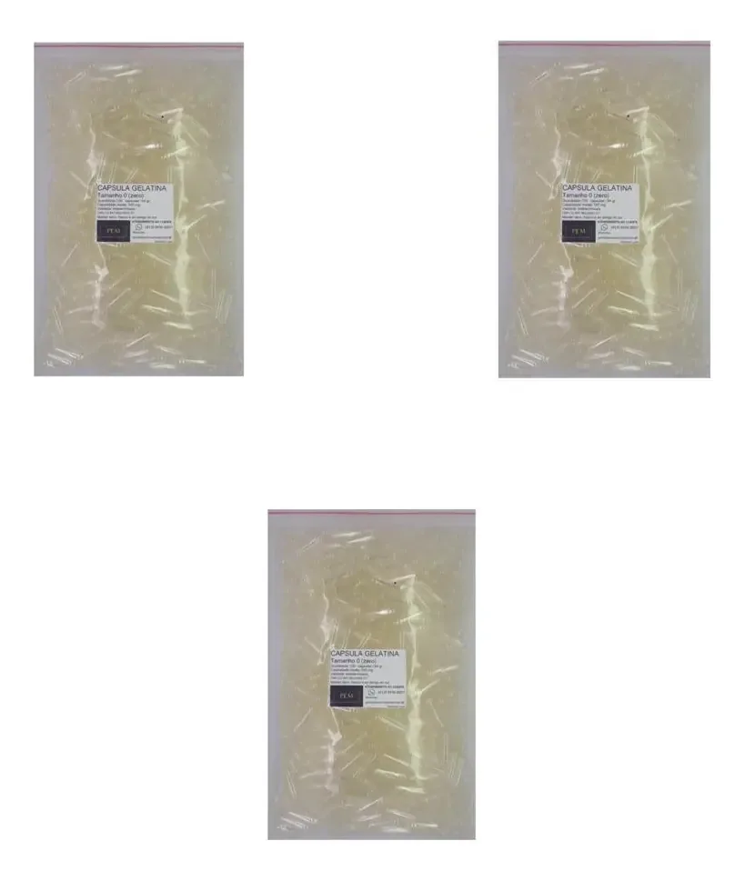 Kit 3 Pacotes Com 100 Cápsulas De Gelatina Vazias