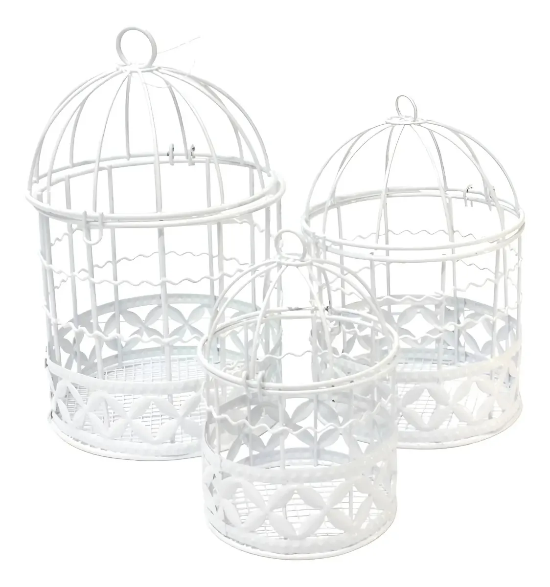 Kit 3 Gaiolas Decorativas Redonda Branca Cor Branco
