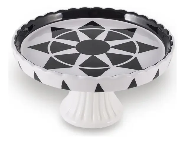Suporte Para Bolo Branco E Preto Pequeno
