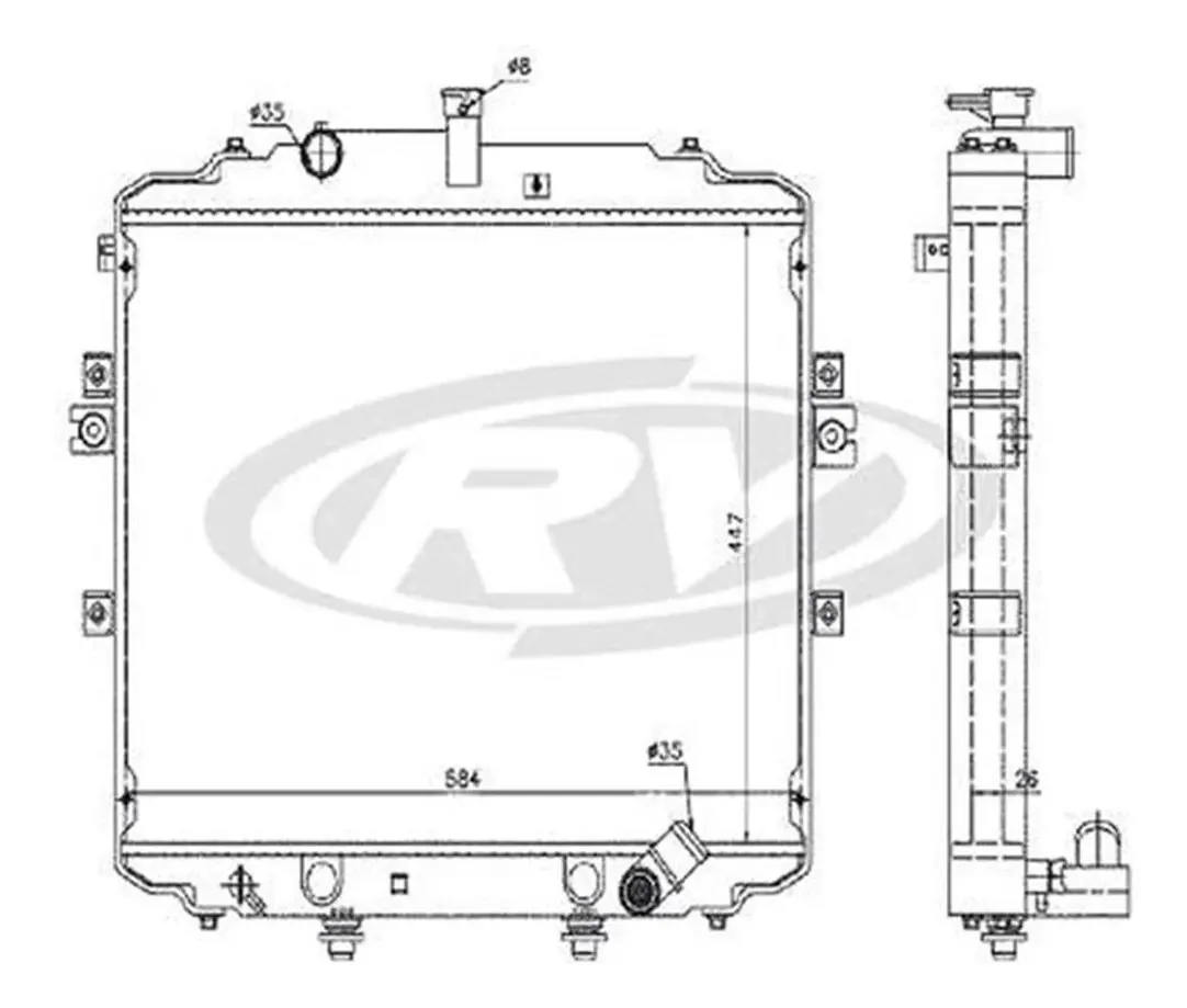 Radiador Visconde 11100, refrigeração do motor