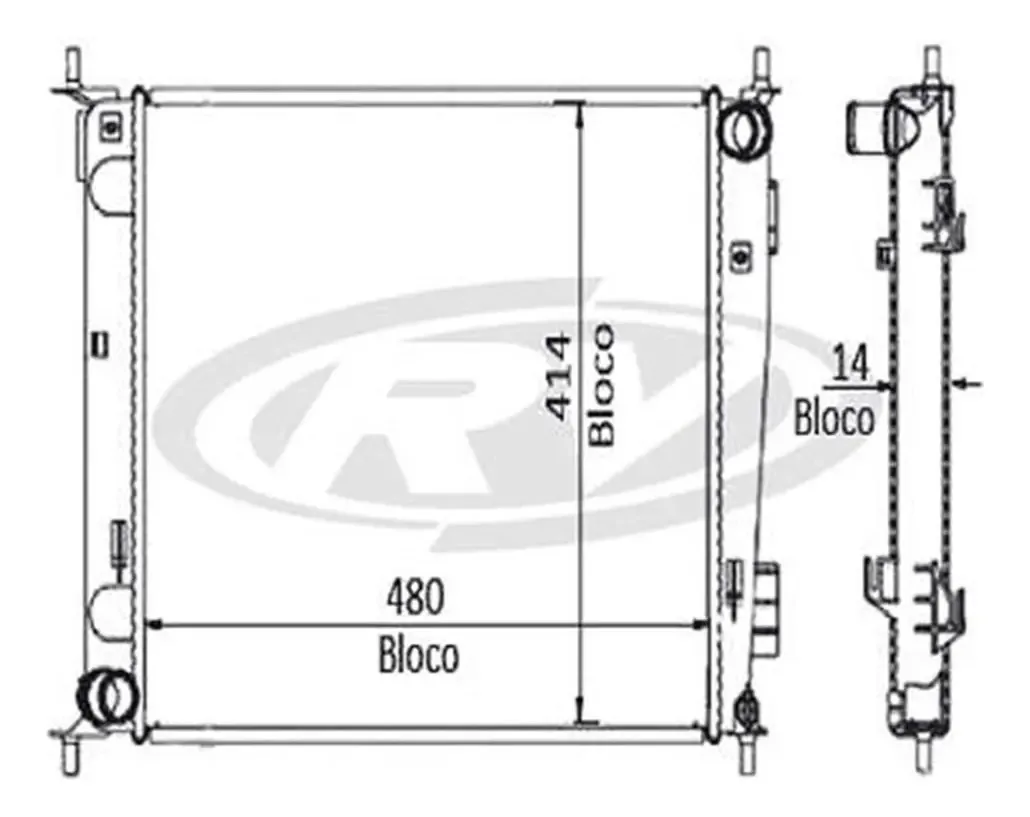 Radiador Visconde 11113, refrigeração do motor