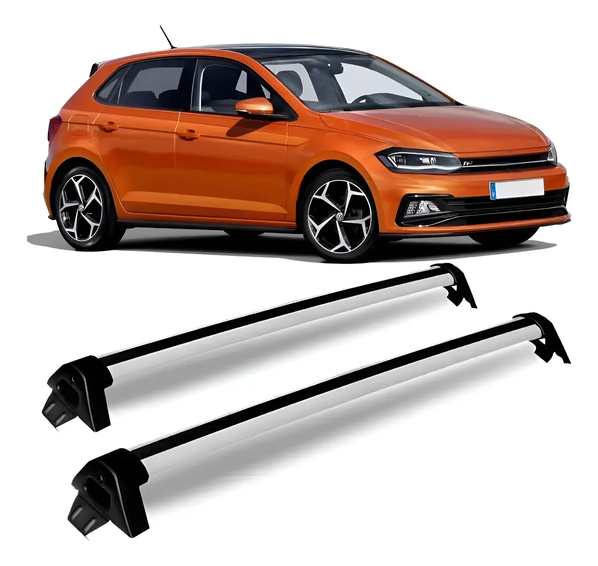 Rack Teto Polo 2018 2019 Bagageiro Aluminio Prata Preto