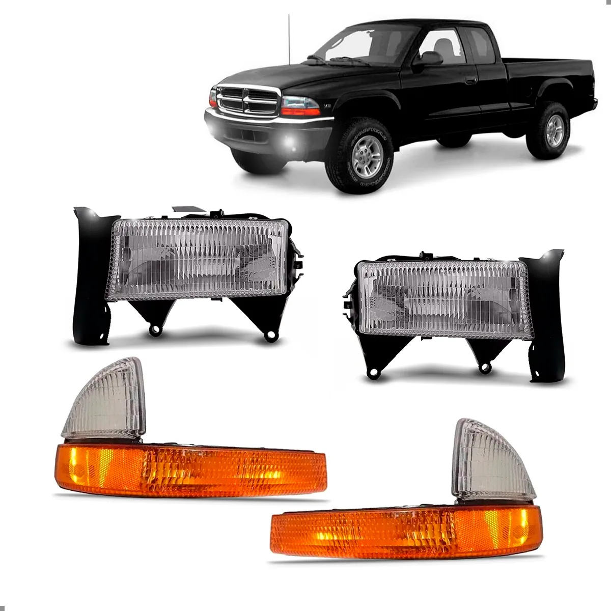 Kit Para Dodge Dakota 1998 A 2004 Farois E Piscas Lado Ambos Lados