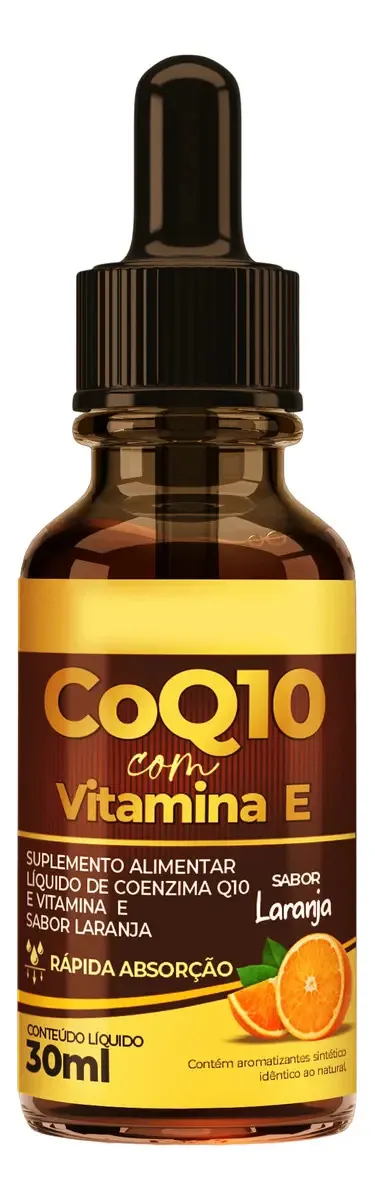 Coenzima Q10 com Vitamina E 30ml Gotas Sabor Laranja