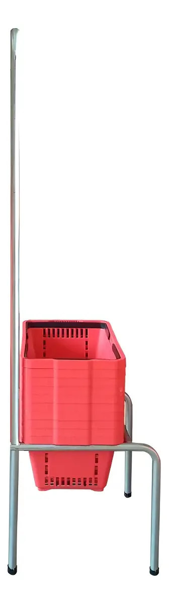 Suporte Pra Cesto De Compra Simples + 10 Cesto D100 Vermelho