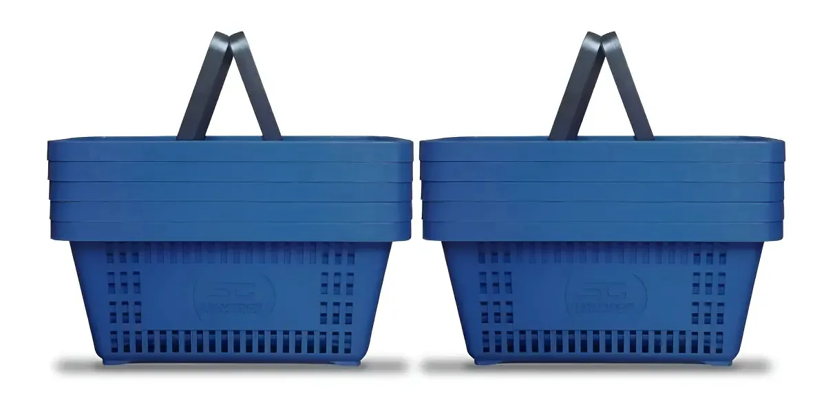 Cestos de Compras Plástico Della Plast Azul Kit 10 Unidade 16L