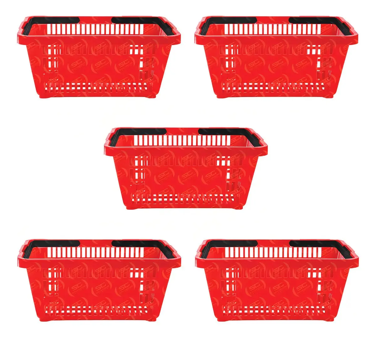 Kit 5 Cestos Compras Plástico 16L Vermelho Della Plast