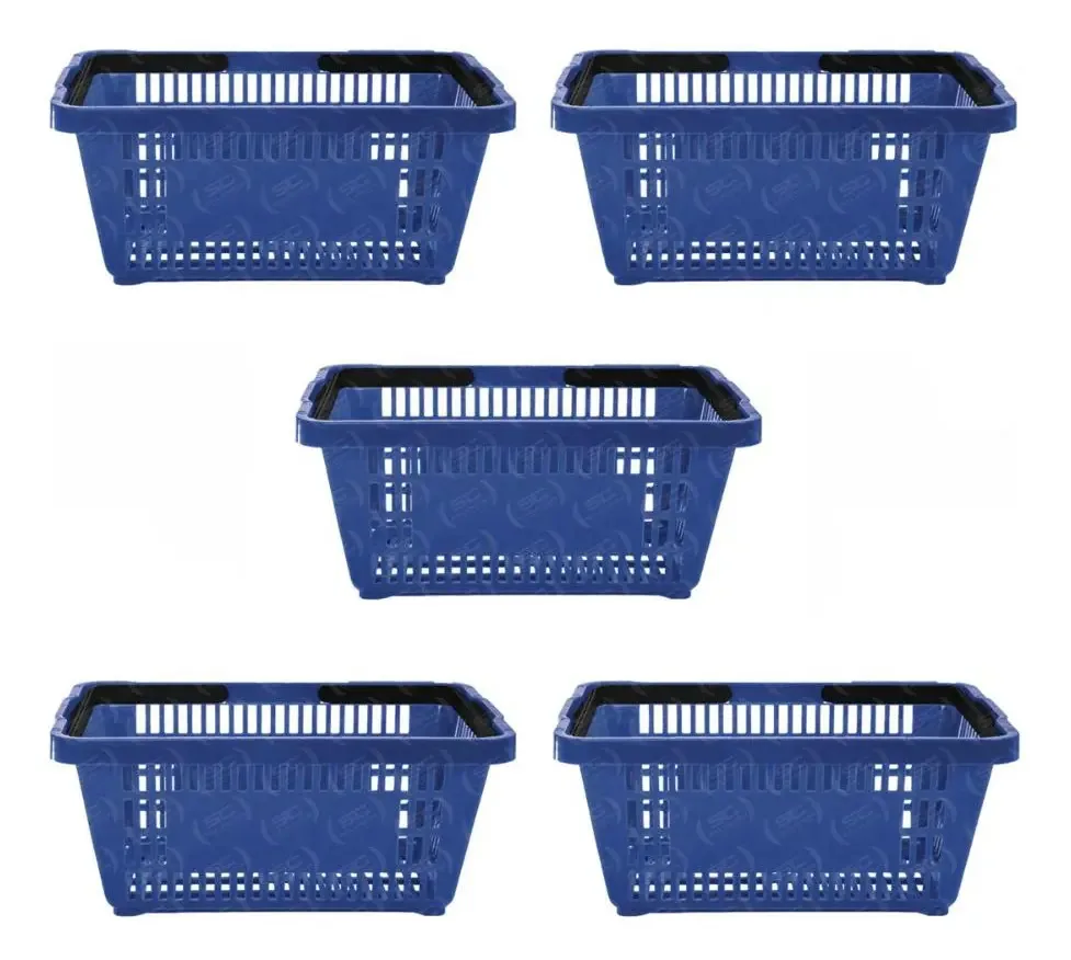 Cesto Della Plast Azul de Plástico, Kit Com 5 de 16 L