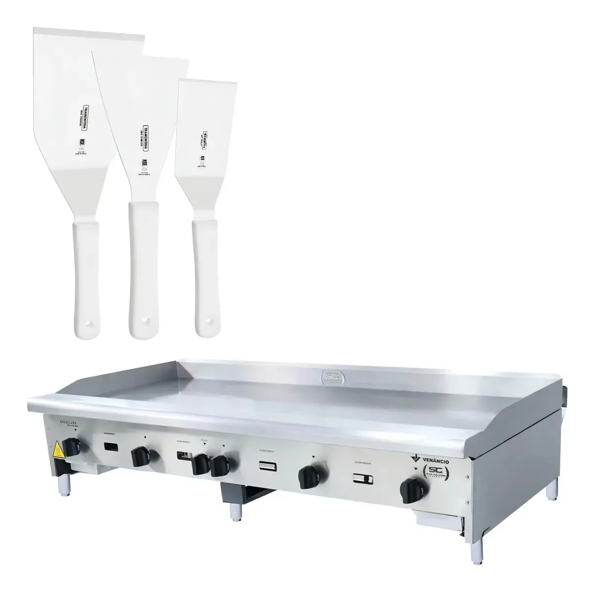 Chapa 150cm Gás 18mm Lisa Inox Cg150 E Espátulas - Venâncio