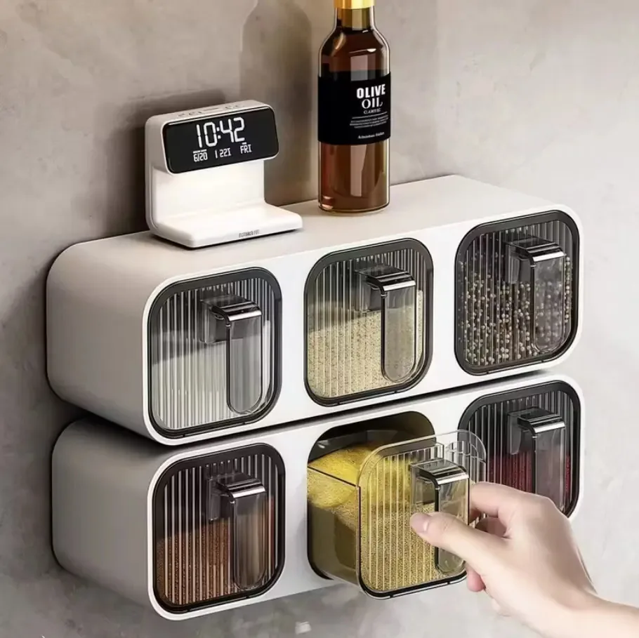 Porta Temperos De Parede Organizador Triplo Moderno Sem Furo Branco