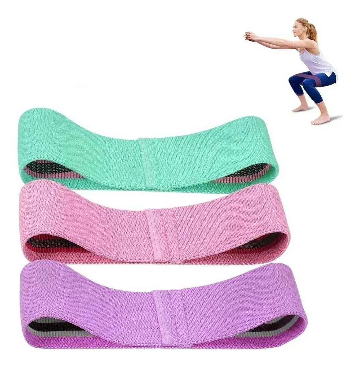 Conjunto 3 Banda Elastica Tela Pilates Bandas Elasticas Tela Yoga