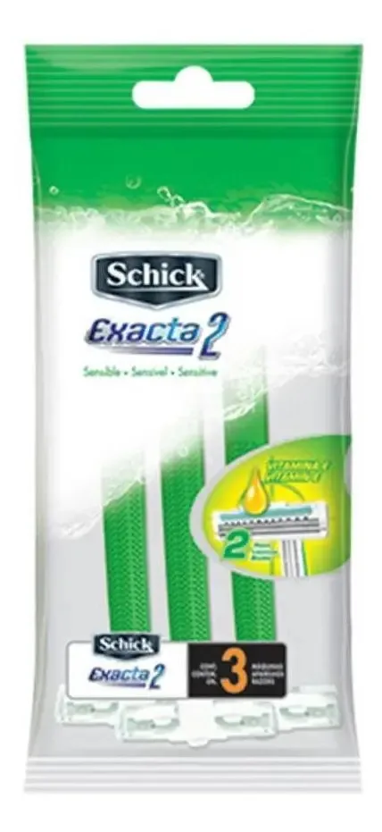 Kit Com 2 Aparelho Barbear Schick Exacta 2 Pele Sensível