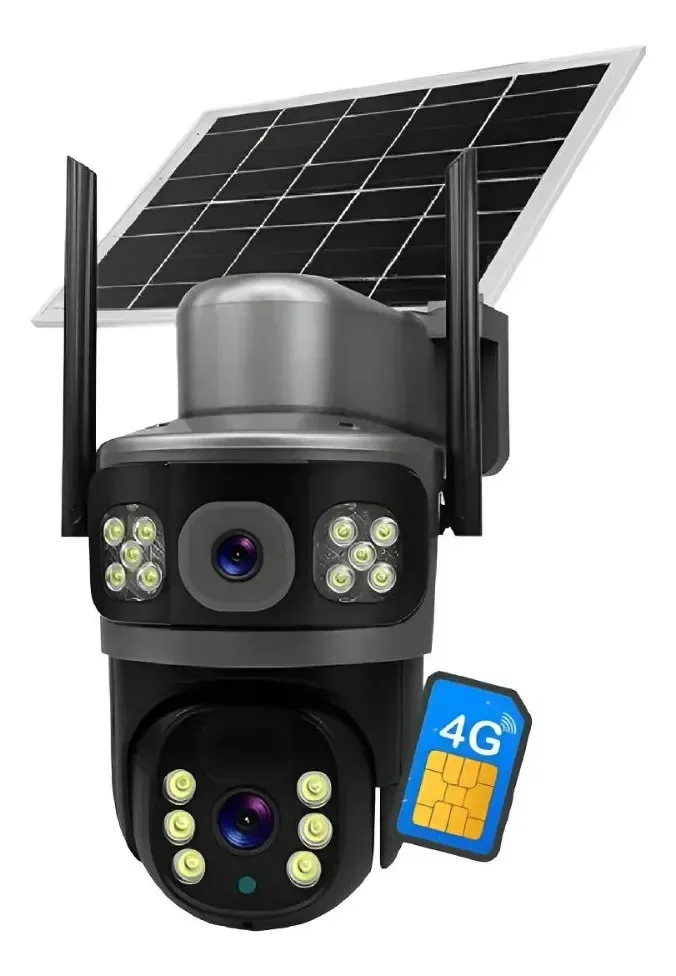 Câmera Segurança Solar Externa 4g Rede 360 Infra Noturna Cor Cinza-escuro