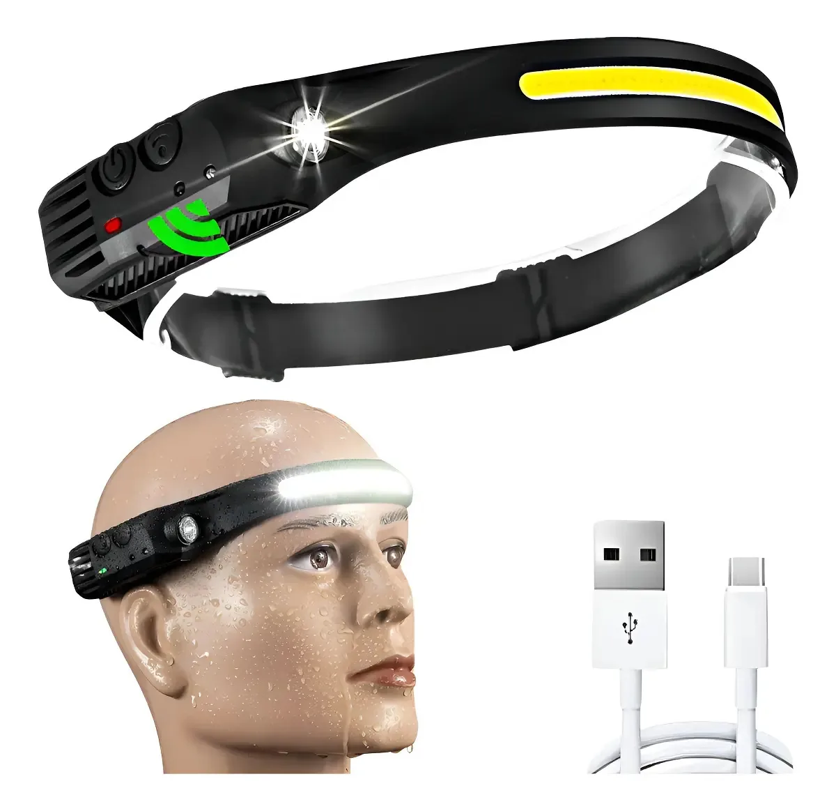 Lanterna Fita De Led Cabeça Super Forte Camping Pesca Caça