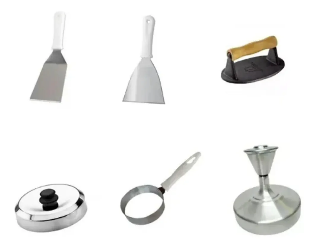 Kit Espátulas Abafador Modelador Hambúrguer Ovos Amassador