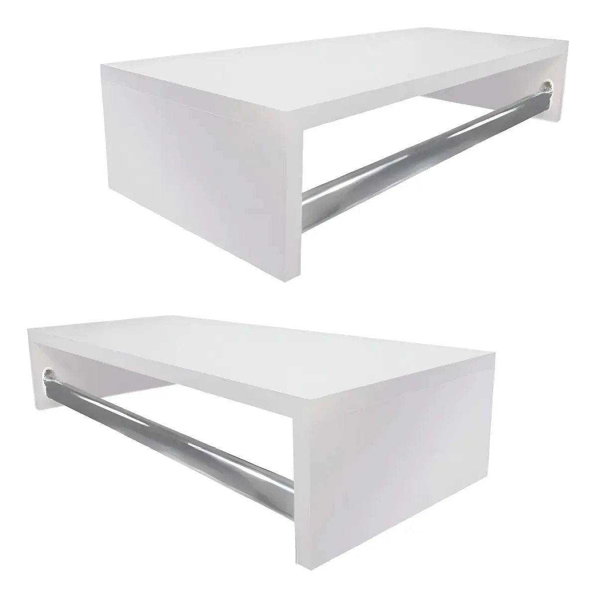 Kit 2 Cabideiros 1 Metro Parede Roupa Closet Organizador Mdf Cor Branco