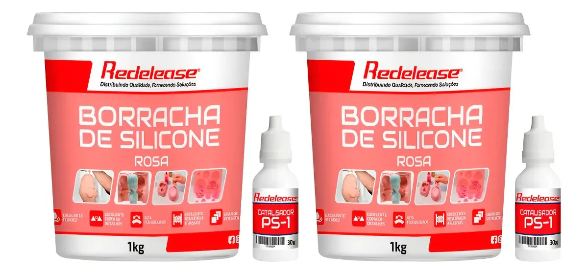 Borracha De Silicone Rosa P/ Moldes C Catalisador 2 Kg