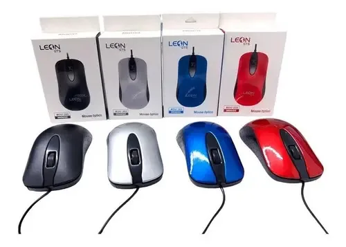 Mouse Com Fio Usb Para Computador E Notebook Cor Preto, Cinza, Azul e Vermelho