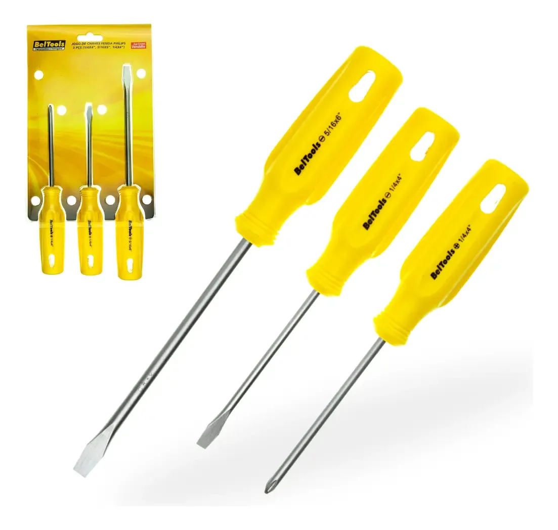Jogo De Chave Fenda E Phillips Crv 3 Peças Beltools
