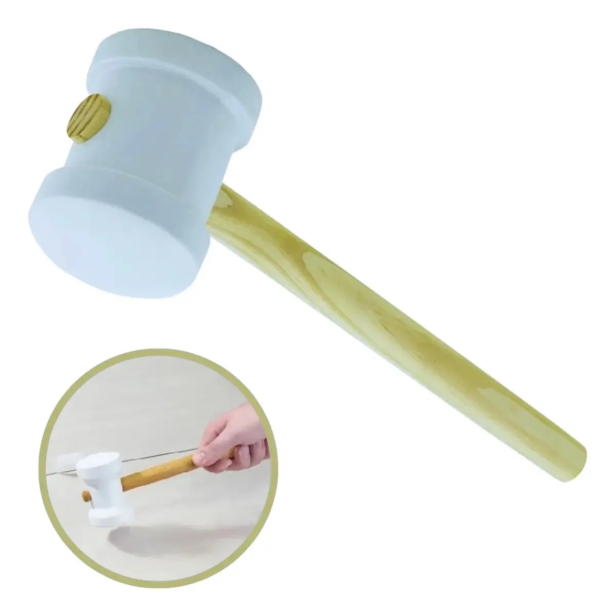 Martelo De Borracha Branco Flex 80mm Acabamentos Beltools