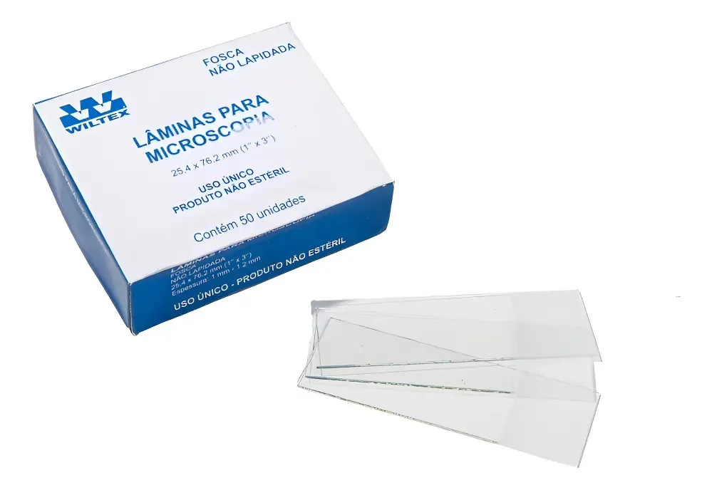 Lâmina Para Microscopio Microscopia Laboratorial Cor Azul