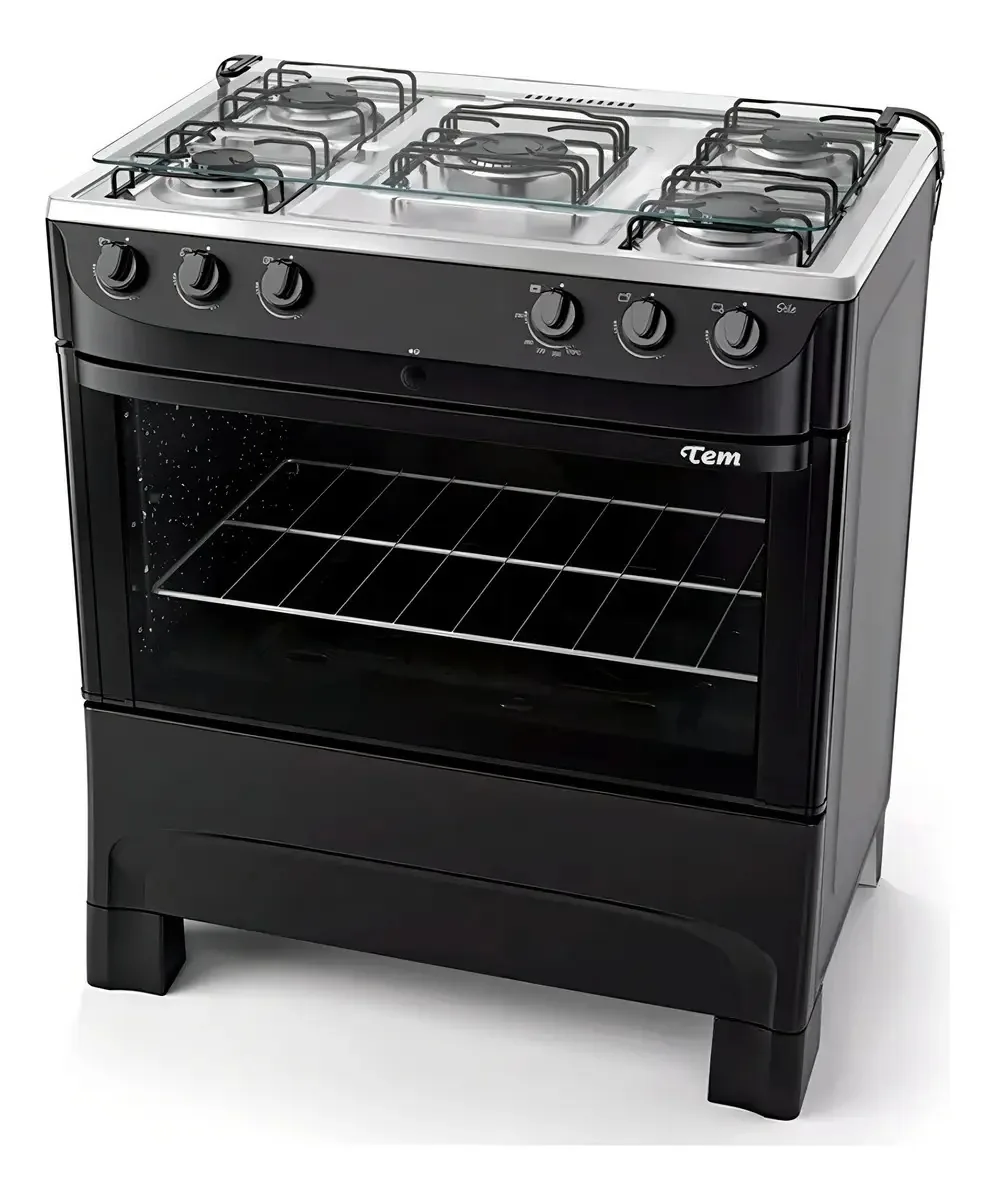 Fogão Tem Mastercook com porta com visor - preto