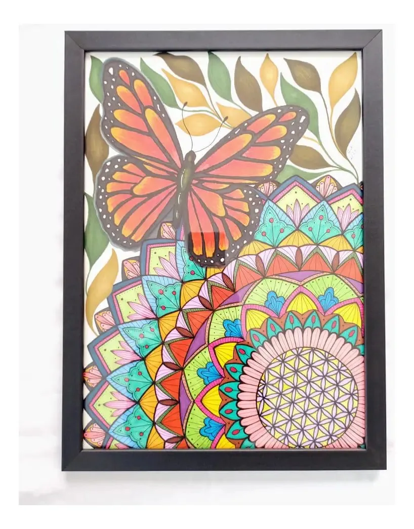 Quadro Decorativo / Moldura Com Vidro - Butterfly