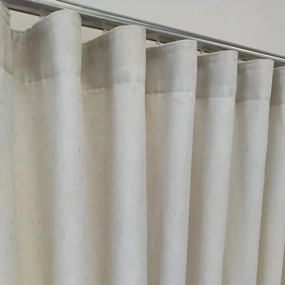 Cortina Voil Gaze De Linho 6,00x2,60 Para Trilho Suiço Luxo Gaze Linho Natural Forro Microfibra