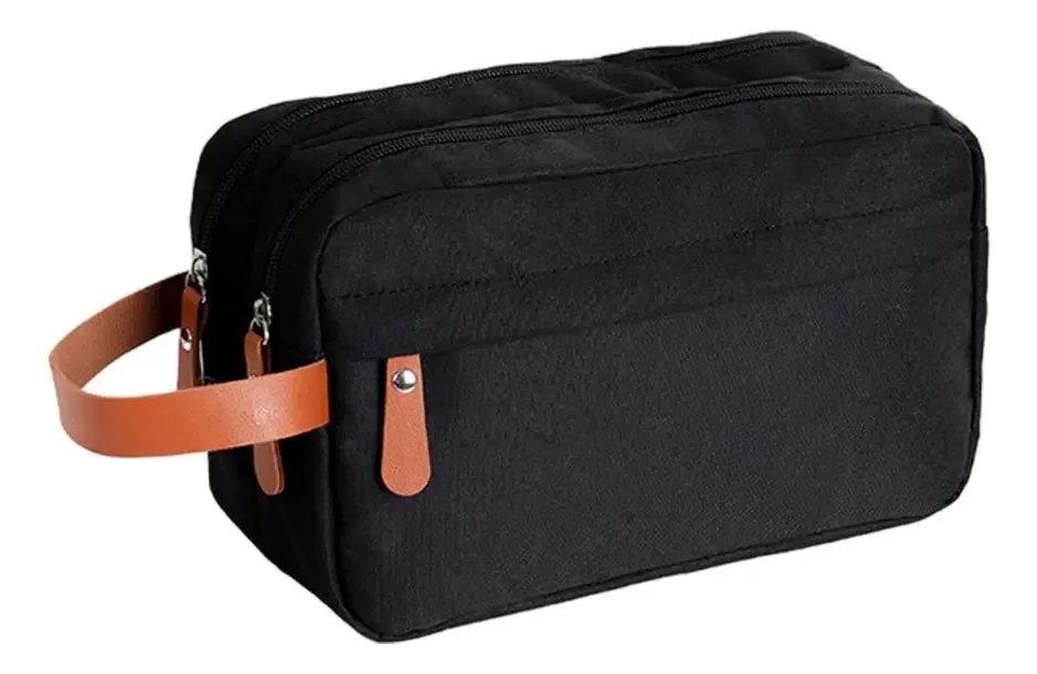 Necessaire Unissex Viagem Trabalho Organizador De Mala Impermeavel Moderno Bolsa Higiene Grande Porta Maquiagem Cosméticos Remedio Dunanda Oficial Cor: Preta
