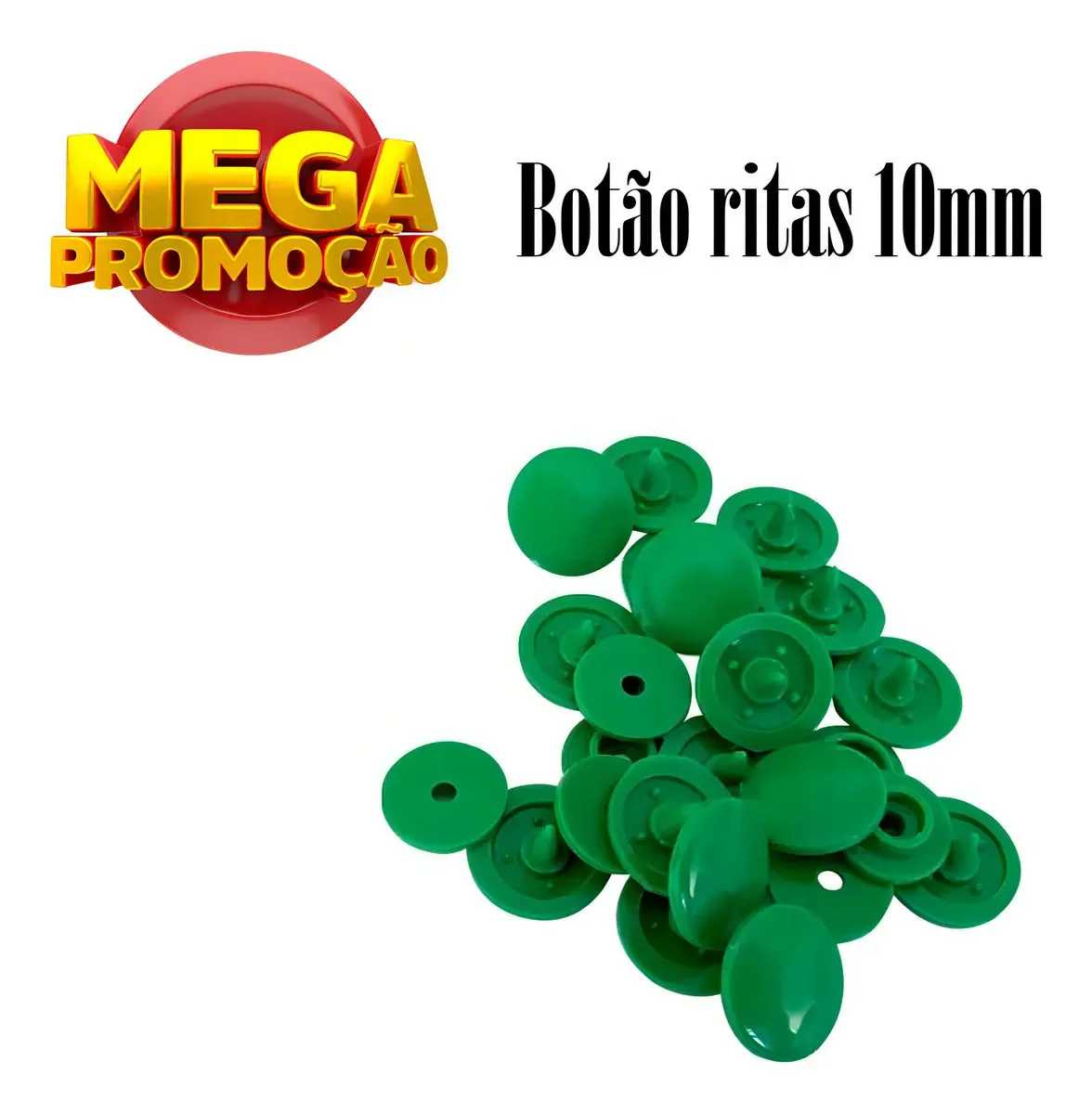 Botões Plástico 10mm Verde Alface Circulares Kit 50 Ritas