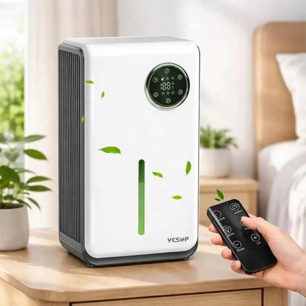 Desumidificadores Domésticos Elétricos Silenciosos Yesop de 2200 ml - Desligamento Automático, Ultrassilencioso e Função de Temporizador, Adequados para Quartos, Banheiros, Porões, Garagens e Adegas