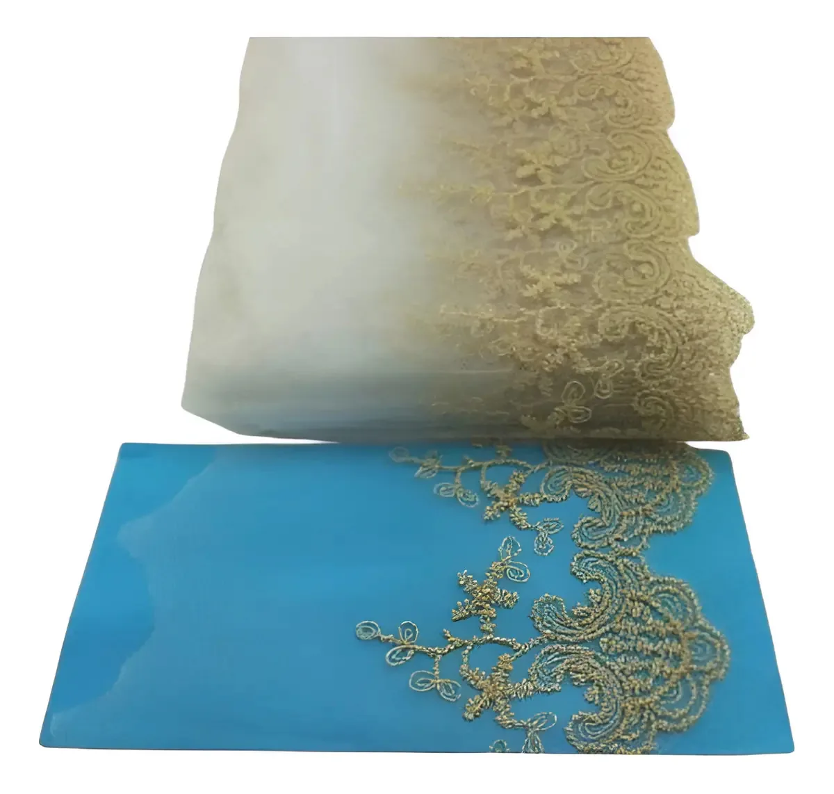 Guipir de Tule Najar Dourado 100cm x 15cm 100% Poliéster