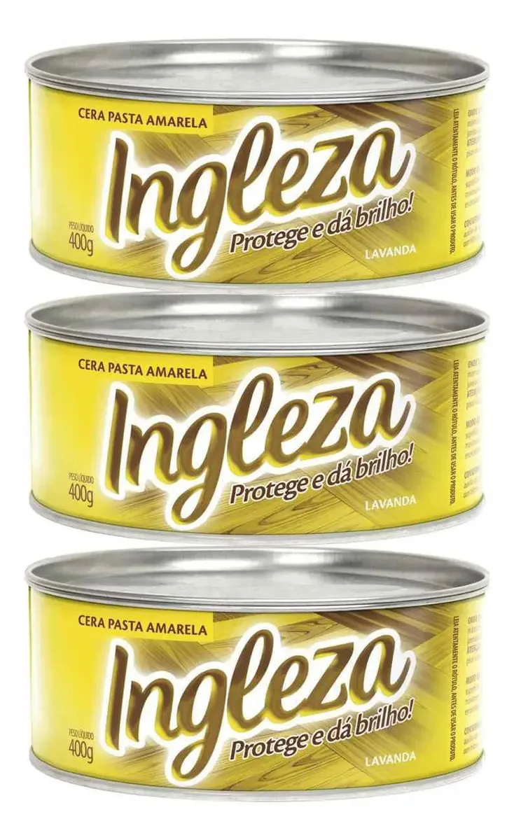 Kit Com 3 Ceras Em Pasta Ingleza 400g Amarelo