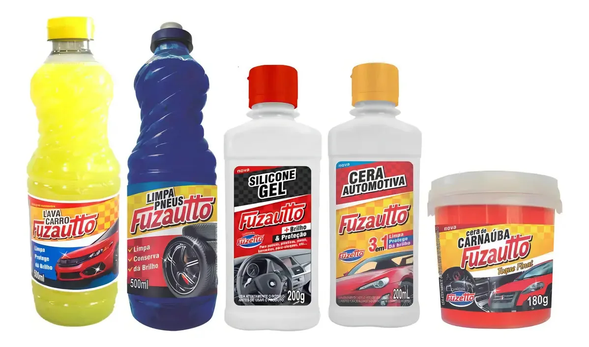 Kit Limpeza Automotiva Fuzetto Cera Shampoo Pretinho 500mL